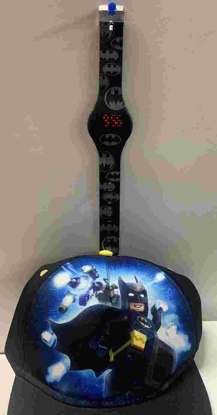 Batman LED Flat Silicon Watch & Lego Batman SnapBack Kids Cap/ Hat Bundle