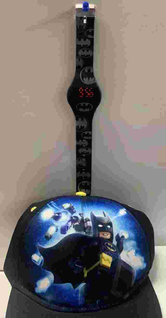 Batman LED Flat Silicon Watch & Lego Batman SnapBack Kids Cap/ Hat Bundle