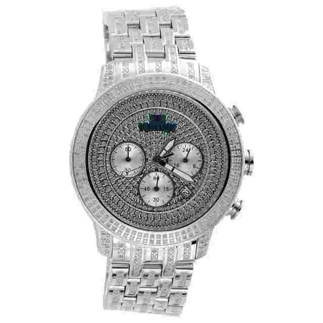 Mens New IceTime Diamond Band Watch 45mm Case Crushed Illusion Dial Prince 2 Ct.