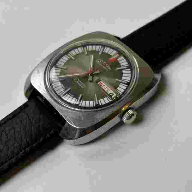 Vintage GOTHAM GOTHAMATIC MENS SELF WINDING AUTOMATIC WATCH 36mm Day/Date - Runs