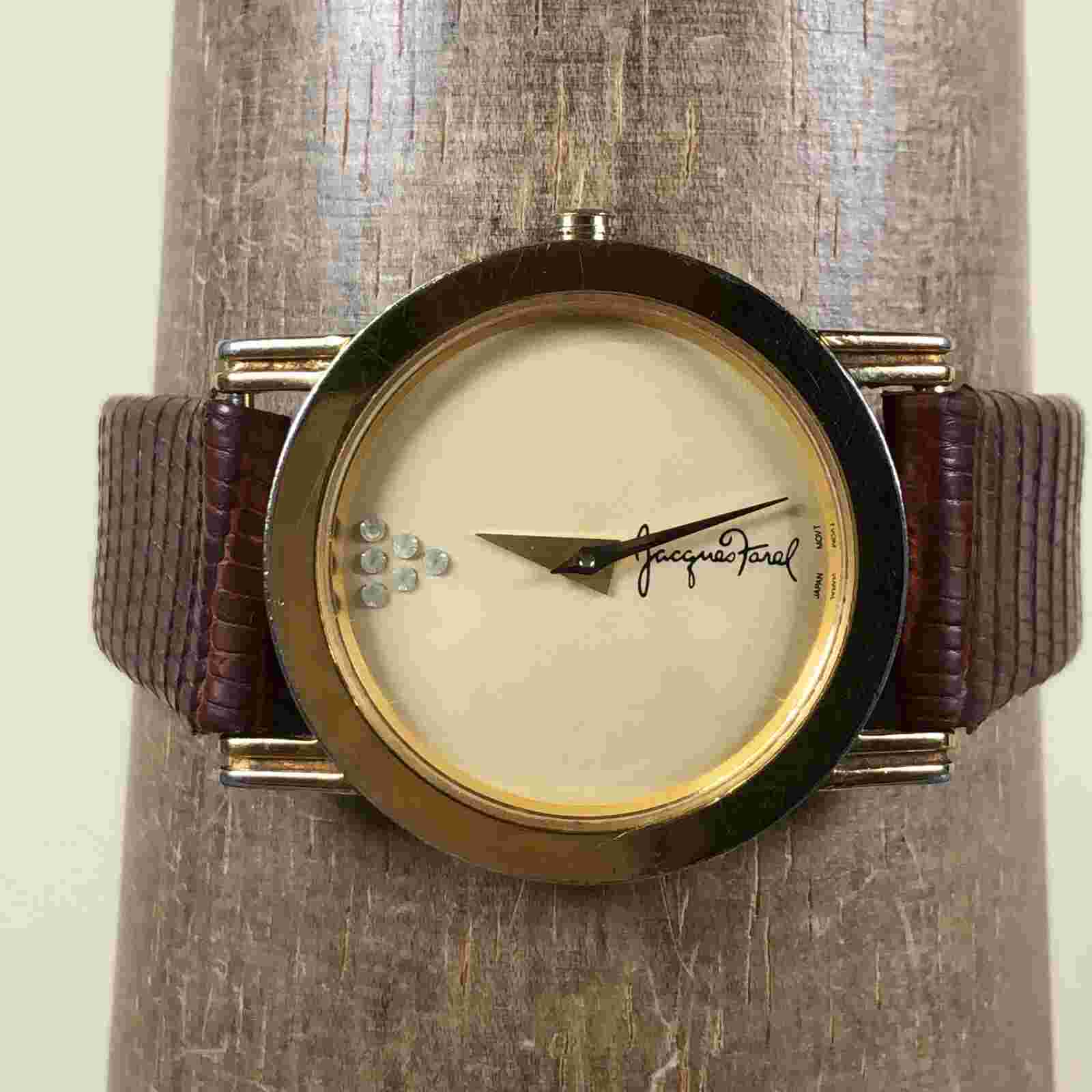 Vintage Jacques Farel Men 230689 Formal Red Leather Quartz Analog Watch 7 1/4"