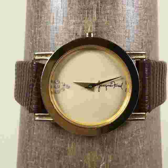 Vintage Jacques Farel Men 230689 Formal Red Leather Quartz Analog Watch 7 1/4"