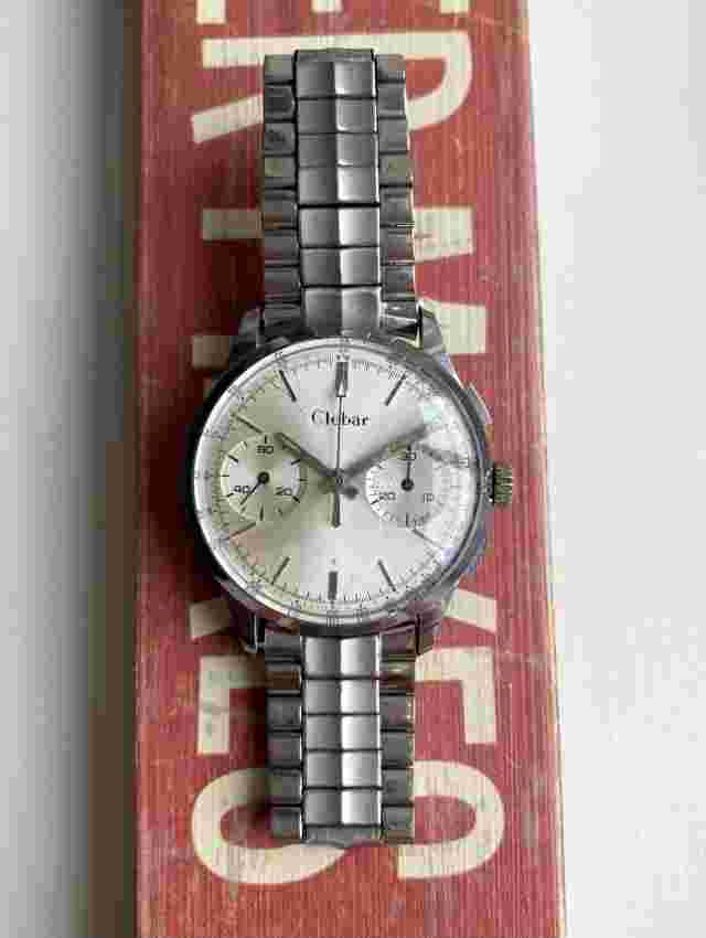 Vintage Clebar Chronograph Manual Wind Landeron 248 Silver Dial Chrome Watch