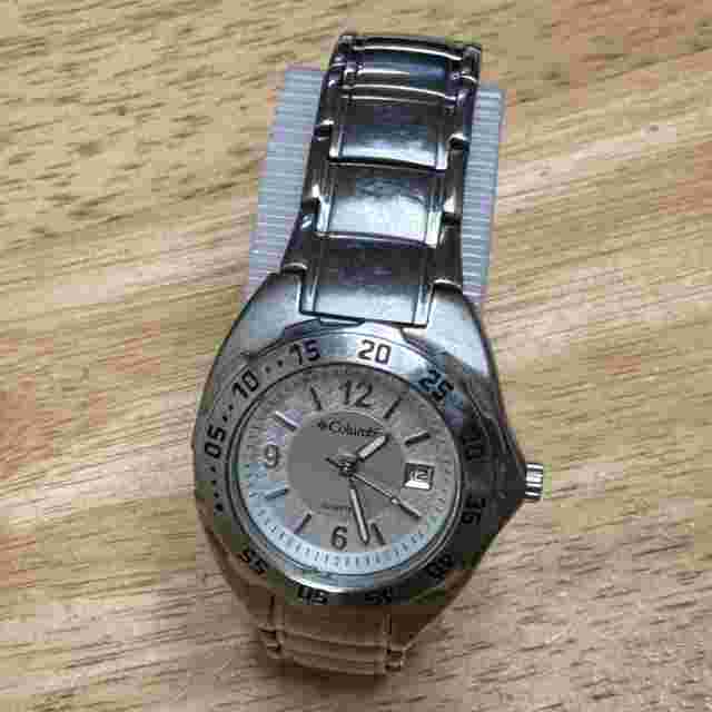 Columbia Quartz Watch Women 100m Silver Steel Rotating Bezel New Battery 6.5"