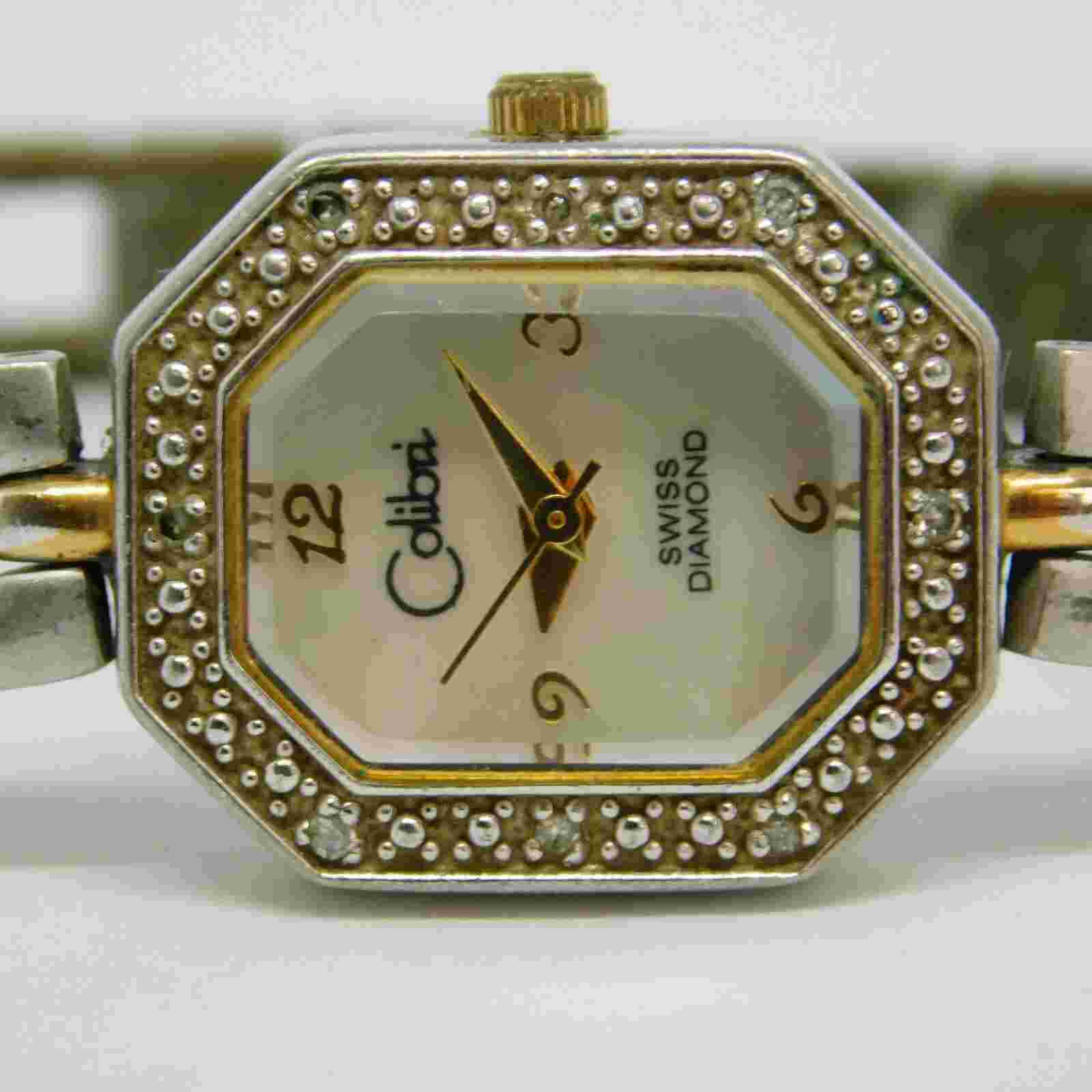 Colibri Swiss Diamond WDW 96807 Quartz Women's Watch Sz. 6 3/4" New Battery