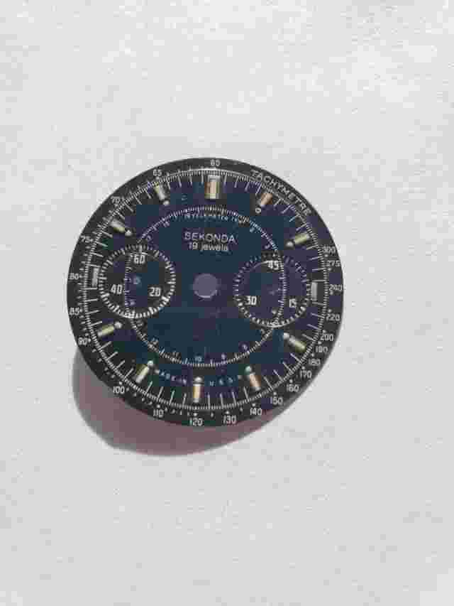 RARE 1960-70's SEKONDA c. 3017 Strela - Poljot USSR Black Chronograph Dial