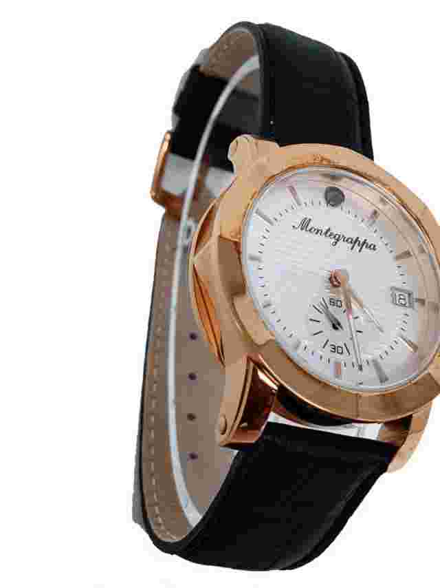 Montegrappa NERO UNO Ladies Quartz Watch White Rose Gold PVD 36mm IDLNWA04