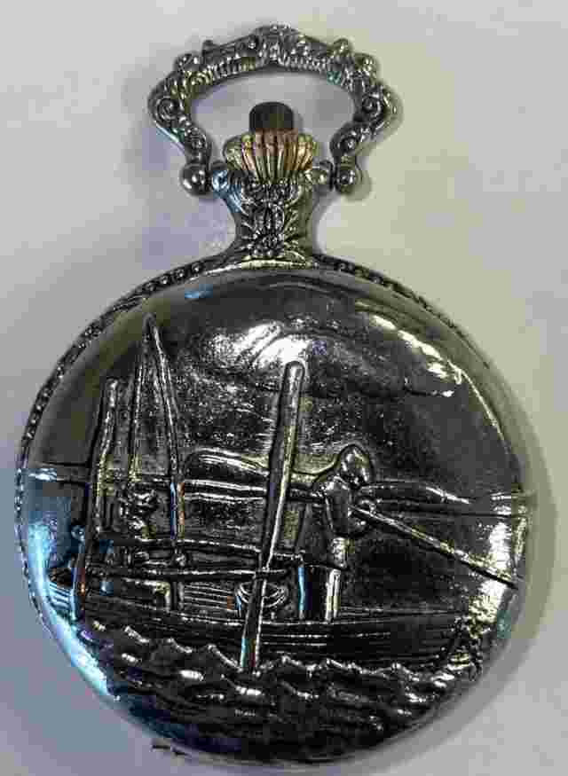 Quintel Pocket Watch Silver Tone Fising Case (T-SWC)Wat091