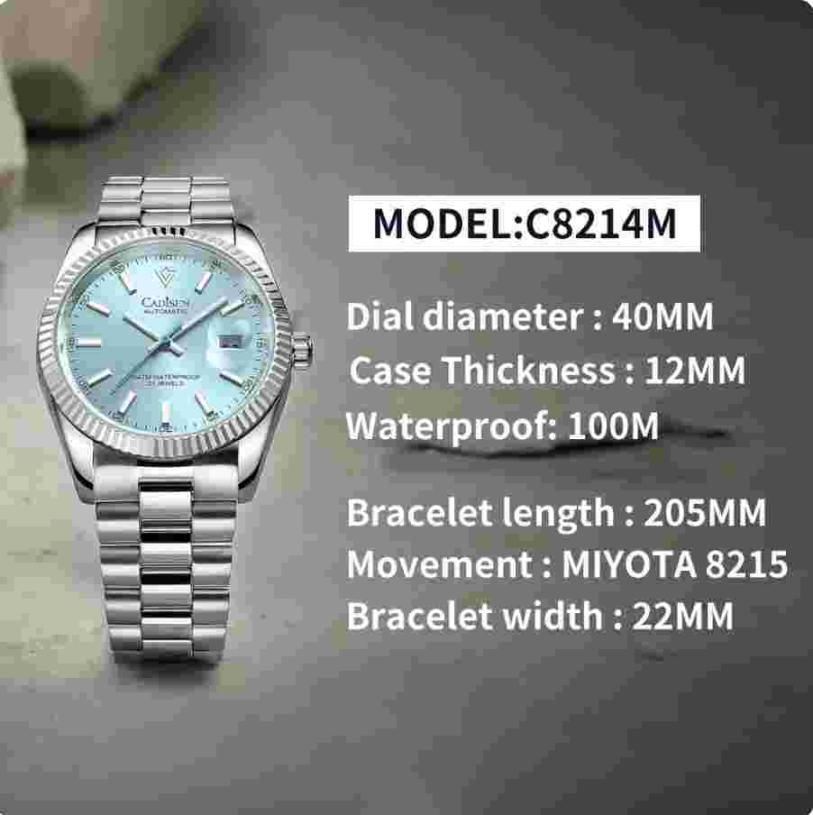 CADISEN Mens Watch Automatic Stainless Steel Watches For Men Sapphire Watch Mens