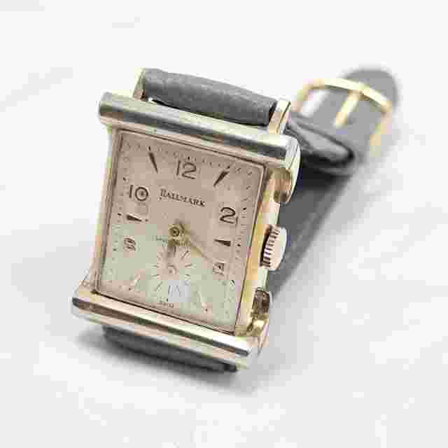 Vintage Hallmark Wrist Watch 17J 10K Gold-Plate Mechanical Wind Swiss Fancy Lugs