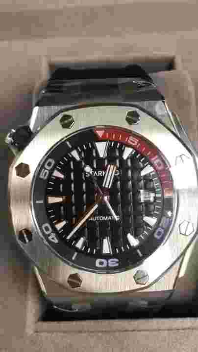 Mens Automatic Mechanical Watch MIYOTA 8215 Movement 50M Waterproof Rubber Strap