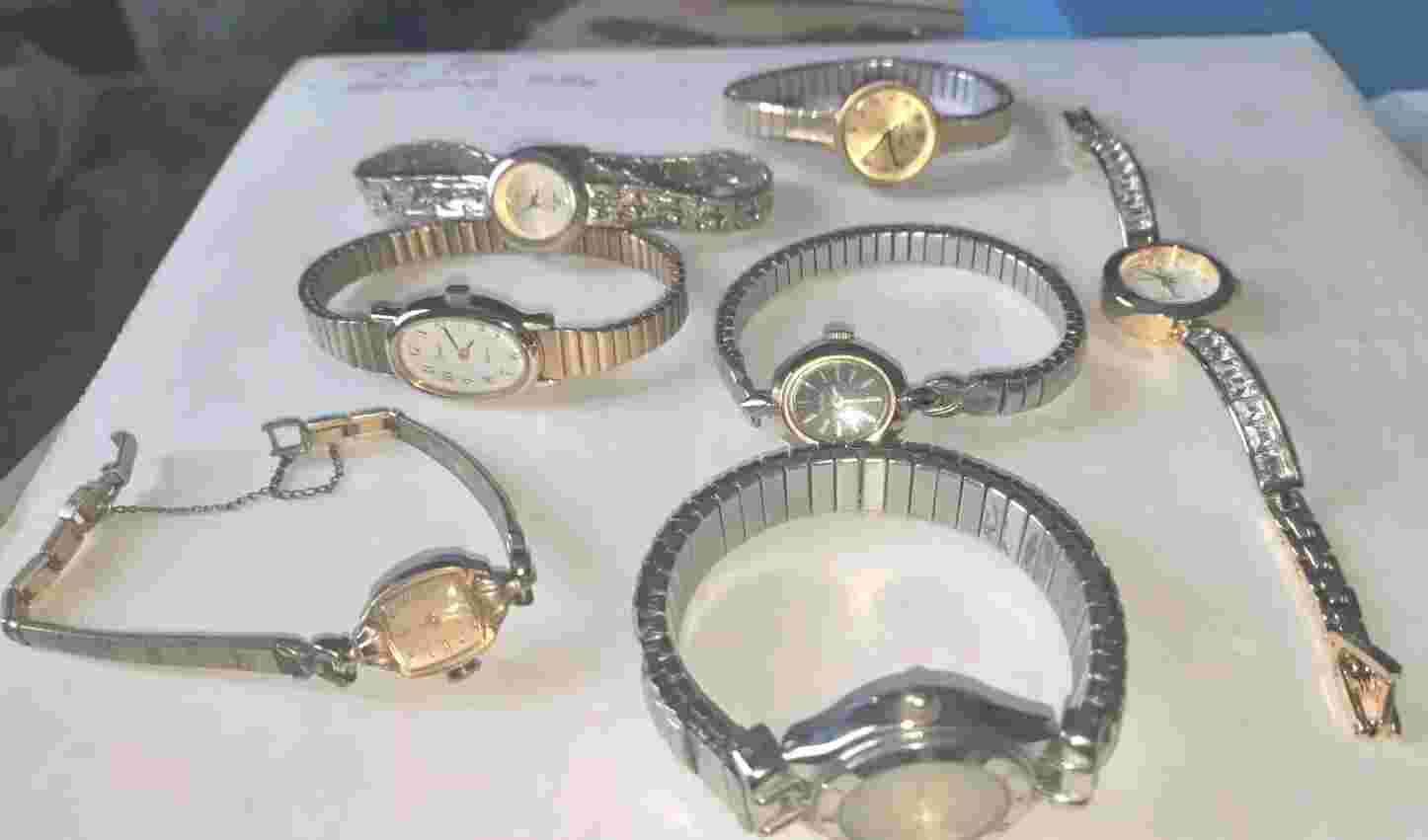 Lot Of 7 Old Vintage Wrist Watches Stretch Bands Plus More 10k Gold Filled