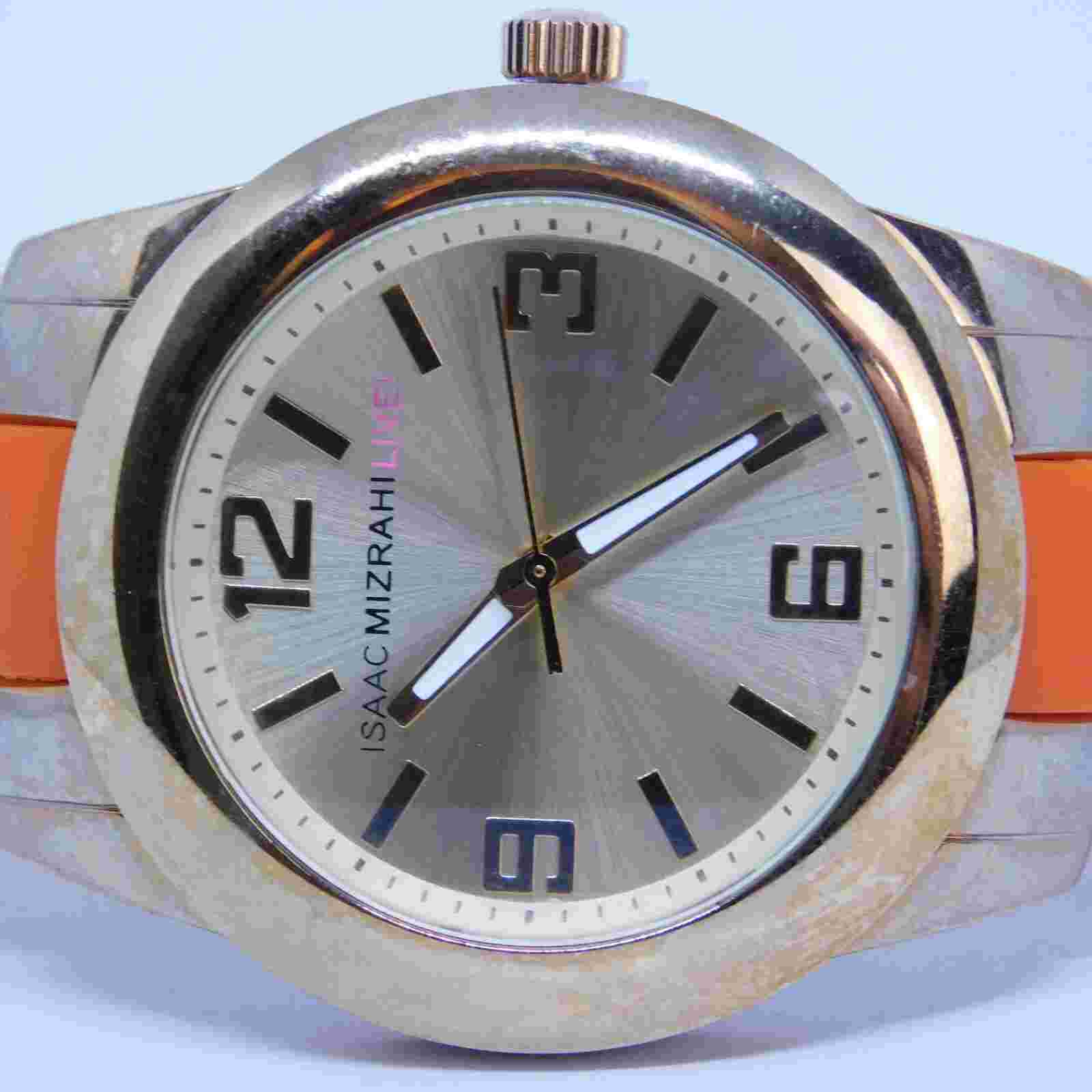 ISAAC MIZRAHI LIVE! Two Tone Quartz Analog Men's Watch Sz. 7 3/4" New Battery