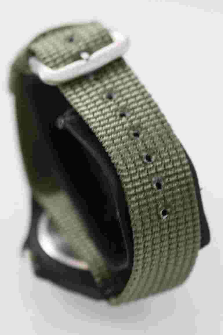 Sierra Club Men Watch Stainless Steel Black Green Nylon 30m 24hr Date Quartz
