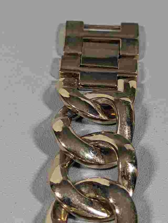 R J Graziano Gold Tone Round Case Chain Link Bracelet Band Watch