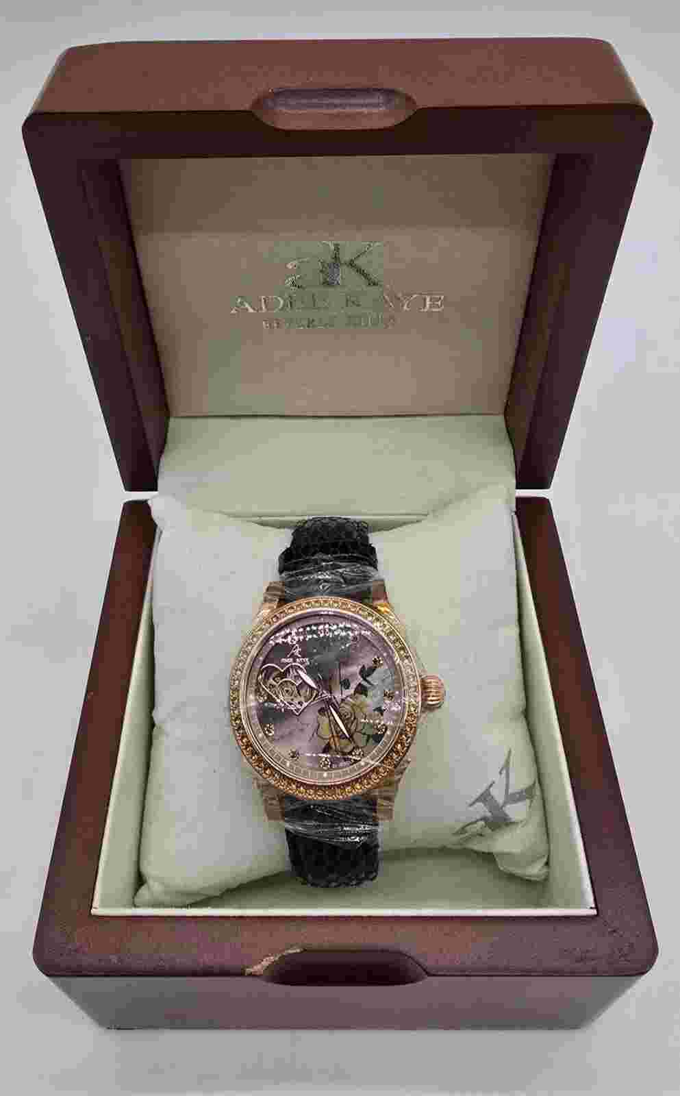 ADEE KAYE aK Bevery Hills Watch Peach Rhinestones Heart Watch
