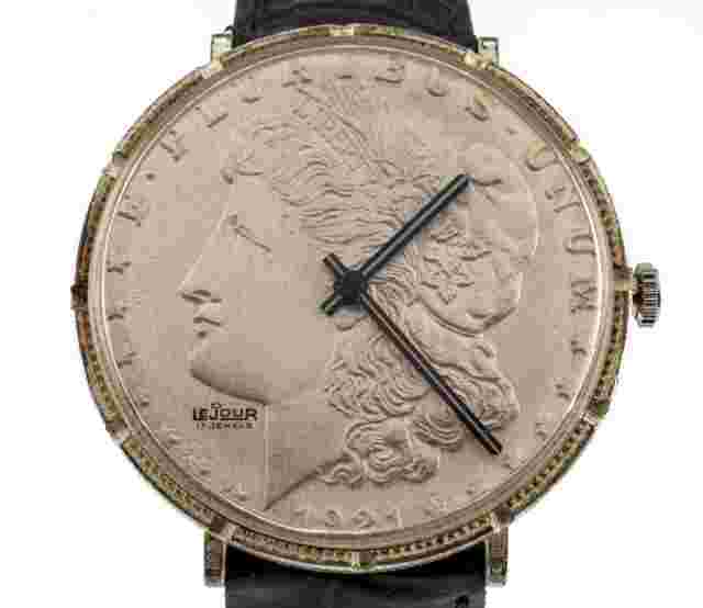 Le Jour Men's 1921 Morgan Dollar Hand-Winding Watch w/ Leather Band