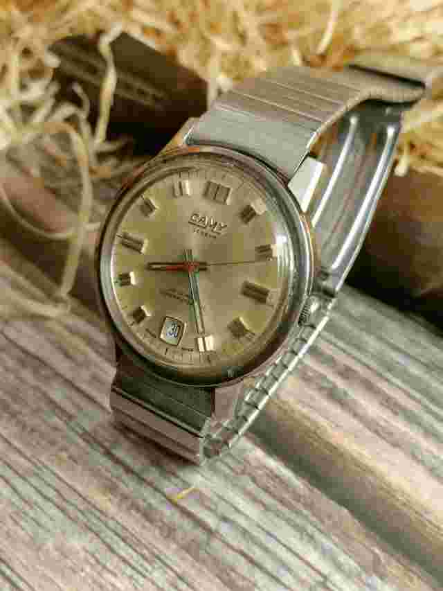 AUTHENTIC CAMY GENEVA 25 JEWELS SUPER AUTOMATIC SWISS MEN'S SILVER DIAL VINTAGE