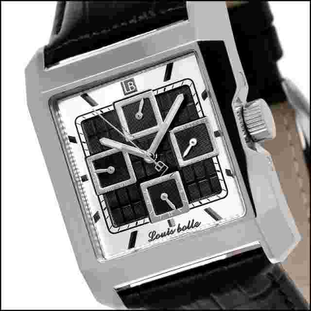 LOUIS BOLLE WYATT MENS MECHANICAL AUTOMATIC LUXURY WATCH NEW BLACK LEATHER