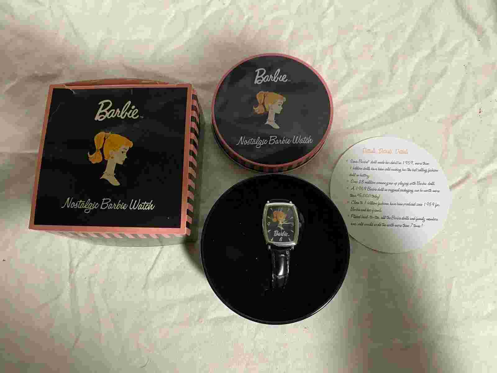 Barbie Nostalgic Watch Black Leather Band 2002