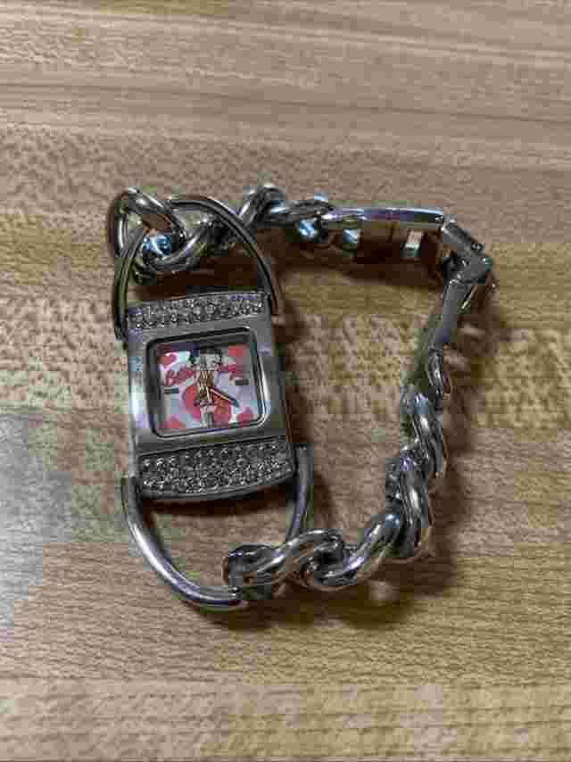 Betty Boop Ladies Square Analog Silver Bracelet Watch, Costume Diamond Bezel