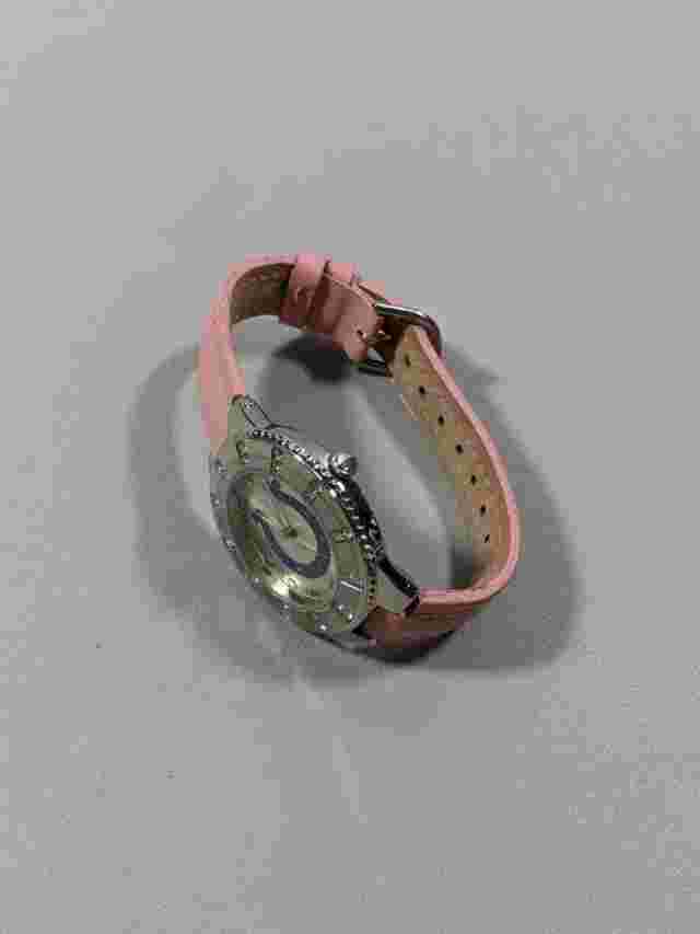 Indianapolis Colts Silver Tone Round Case 36.5 mm Pink Leather Band Watch 8 Inch