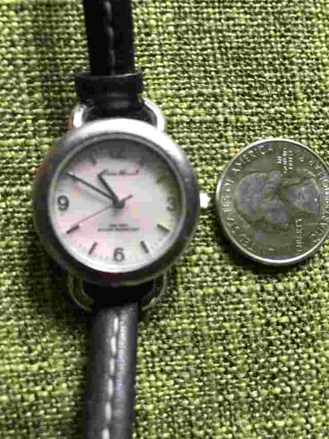 ladies Eddie Bauer watch mother of pearl face leather wrist band