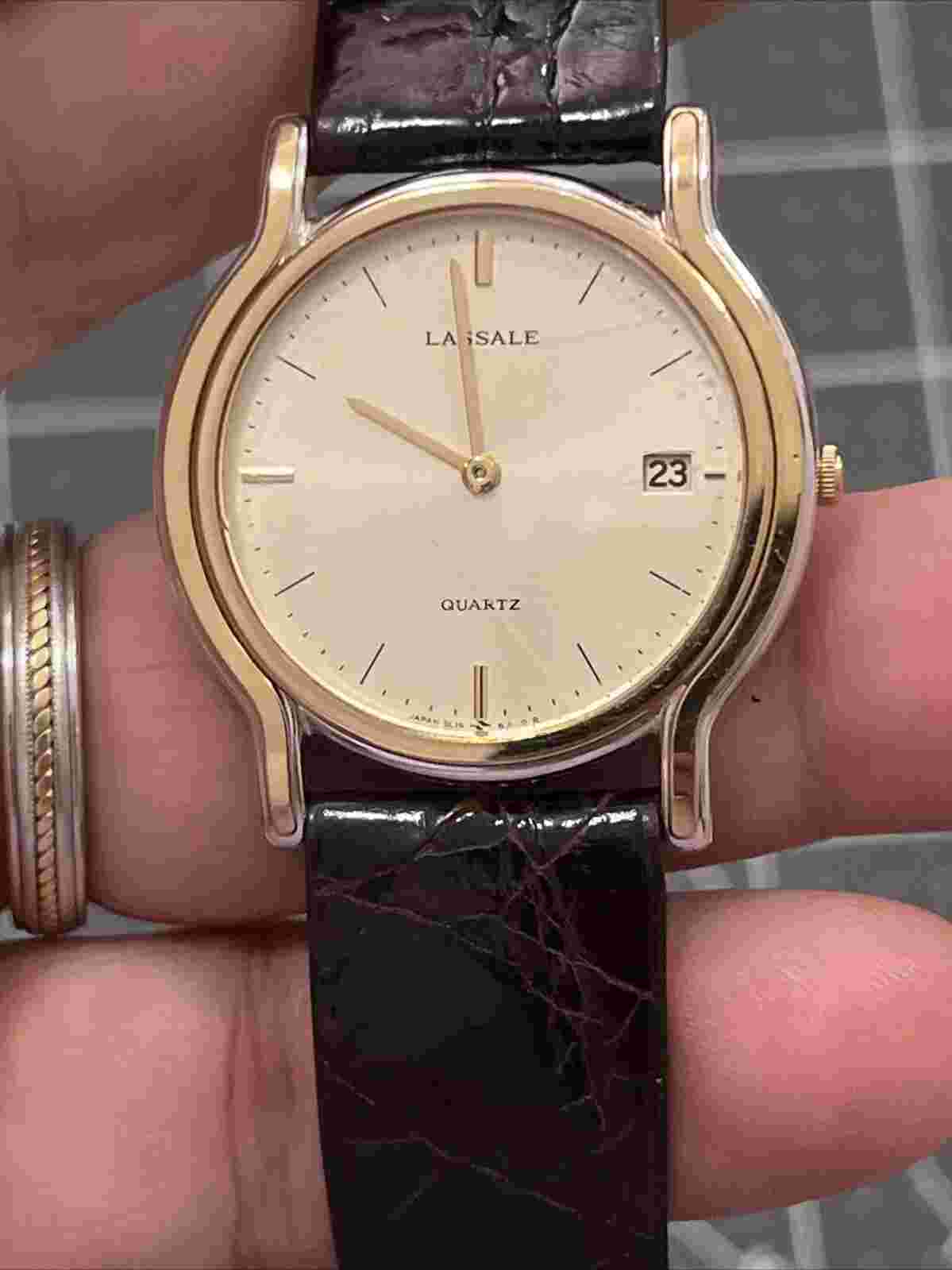 Lassale by Seiko Two-Tone Men’s Ladies 5L14-6A10 Leather Watch New Battery