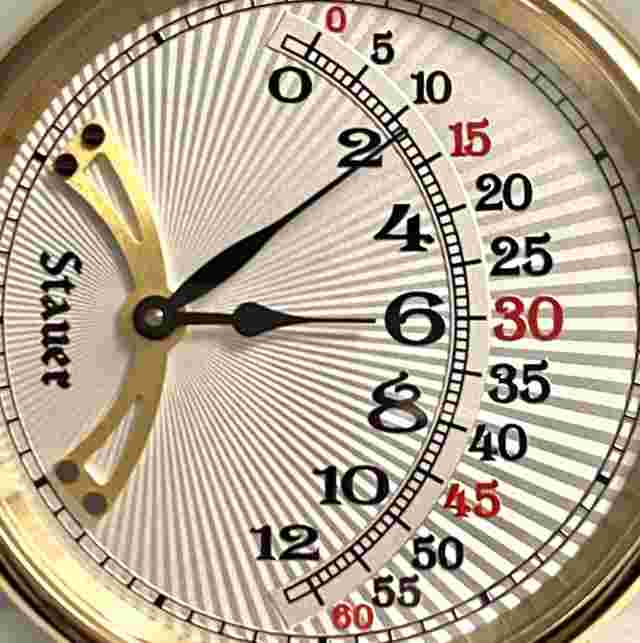 44mm 1920s RETROGRADE White Sunburst/Goldtone Brown Strap Qtz STAUER Mens Watch