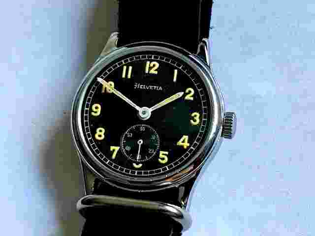 German military watch Helvetia D-H, chrome, 1940s WWII