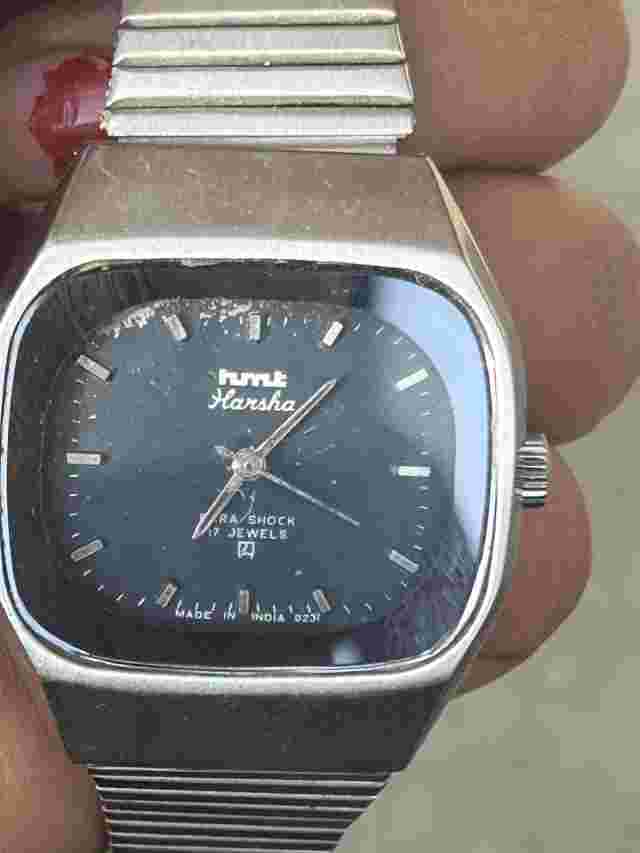 Hmt Harsha 17 Jewels Rare Black Dial  Mens Wrist Watch