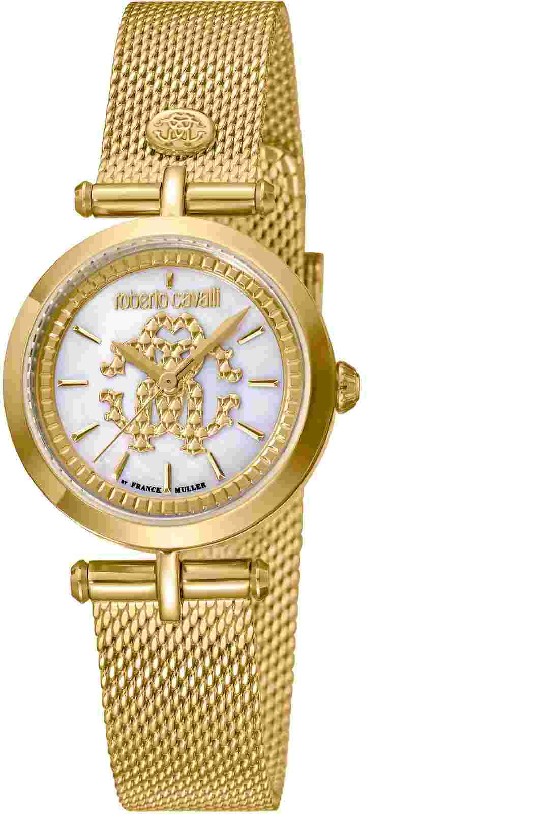 Roberto Cavalli by Franck Muller RV1L074M0066 white mop gold Women's Watch NEW
