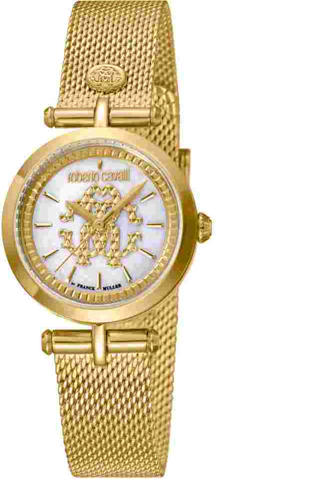 Roberto Cavalli by Franck Muller RV1L074M0066 white mop gold Women's Watch NEW