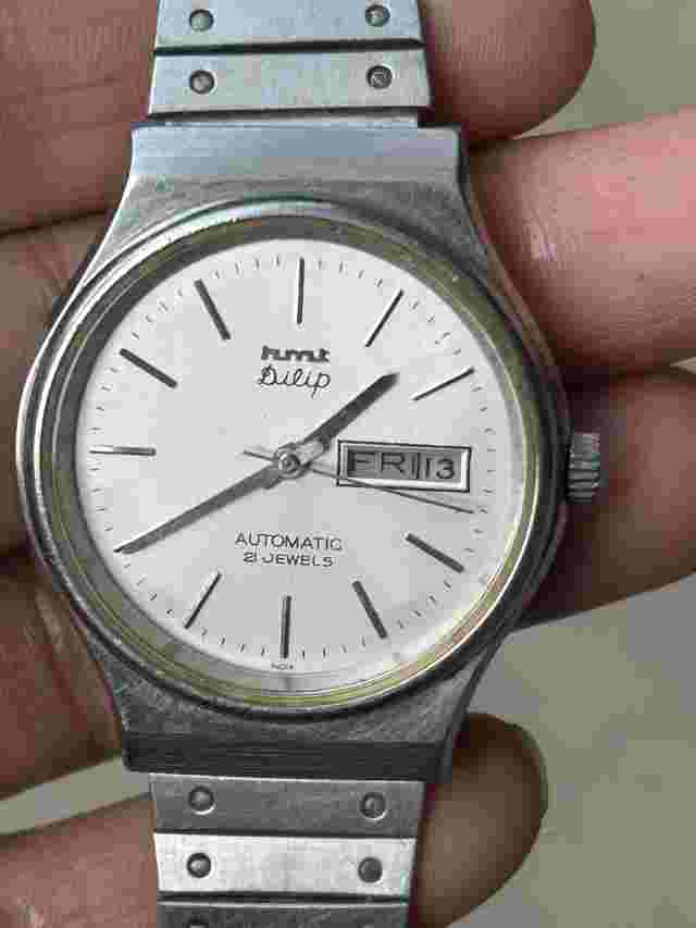 Hmt Dilip  21 Jewels Automatic Rare Silver Dial  Mens Wrist Watch