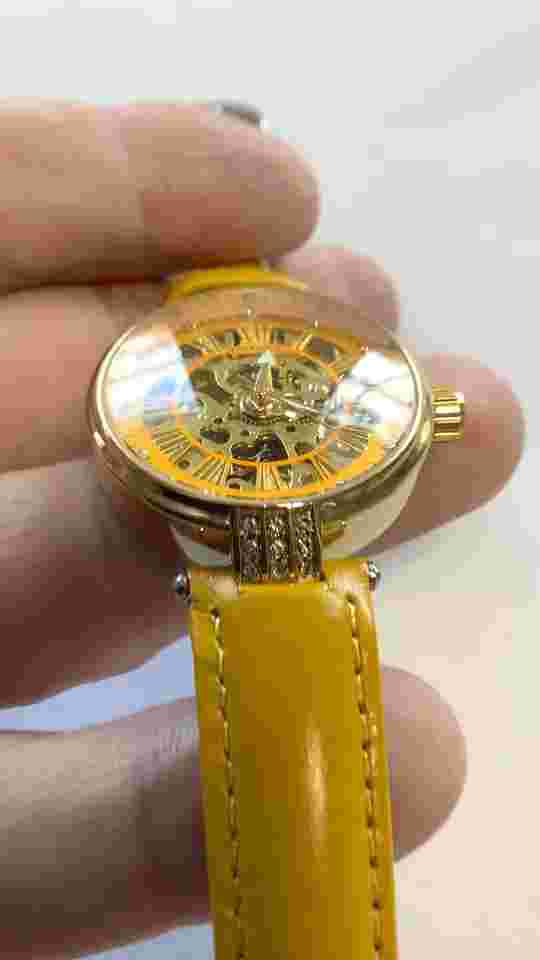 Forsining Womens Automatic Transparent Skeleton Luxury Leather Band Ladies Watch