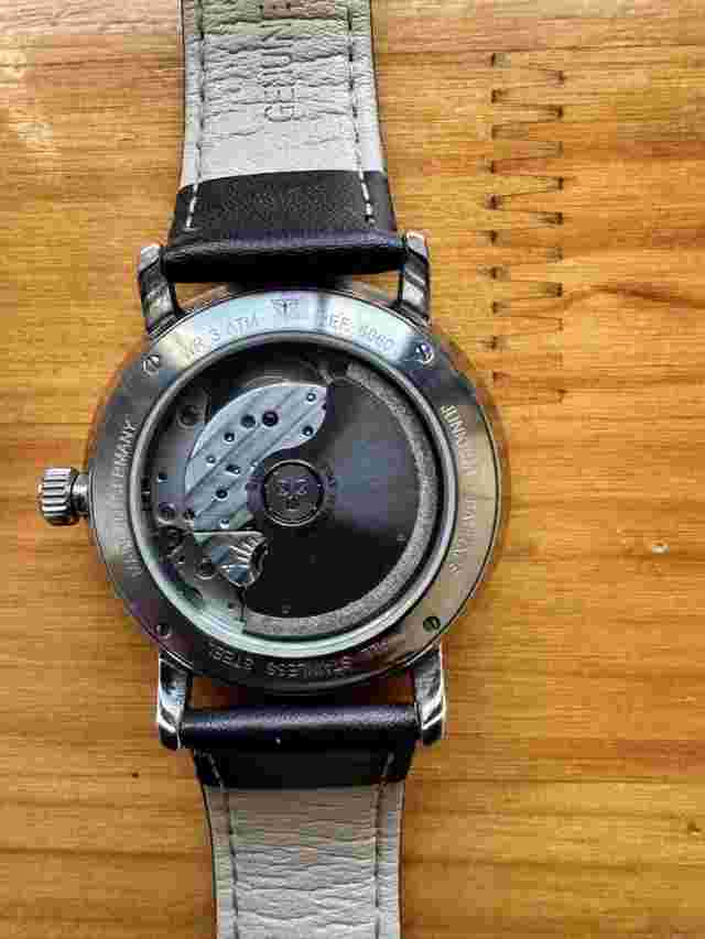 Junkers Bauhaus Automatic Watch 40mm White Dial Brown Strap Germany Made