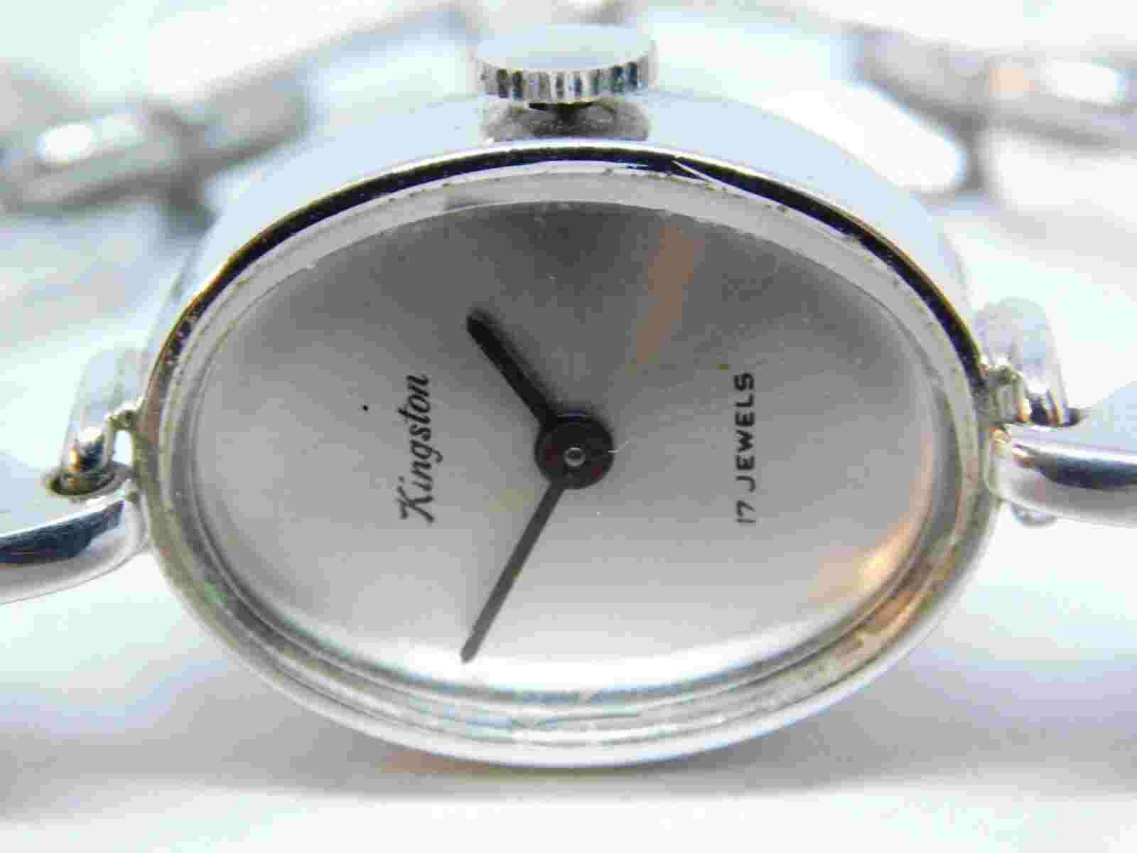 Kingston 17 Jewels Silver Tone Wind-up Analog Ladies Watch Sz. 6 1/2"