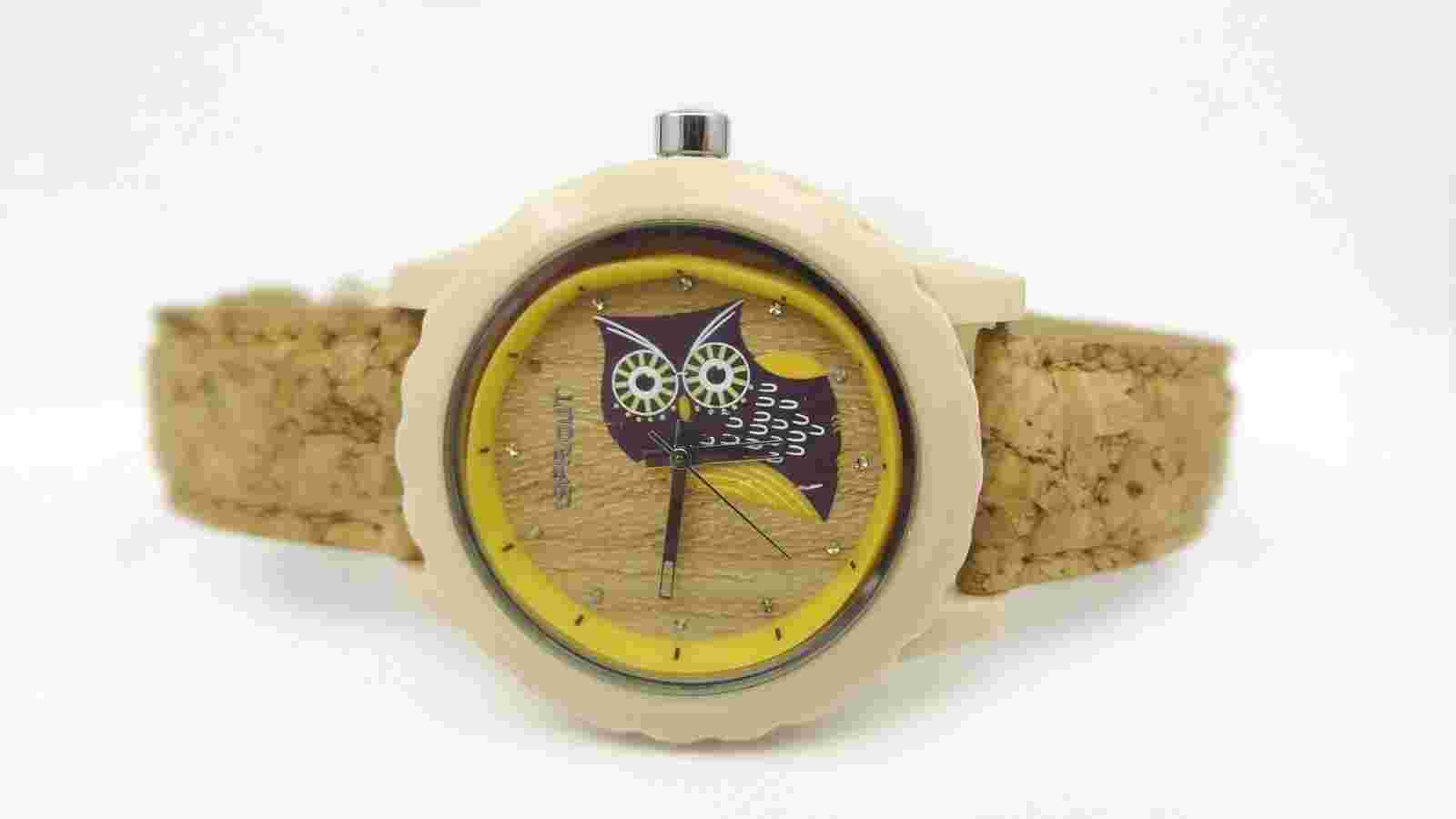 Sprout ST/6805TNCK Purple Owl Dial Cork Strap Women's ECO Watch - GREAT GIFT