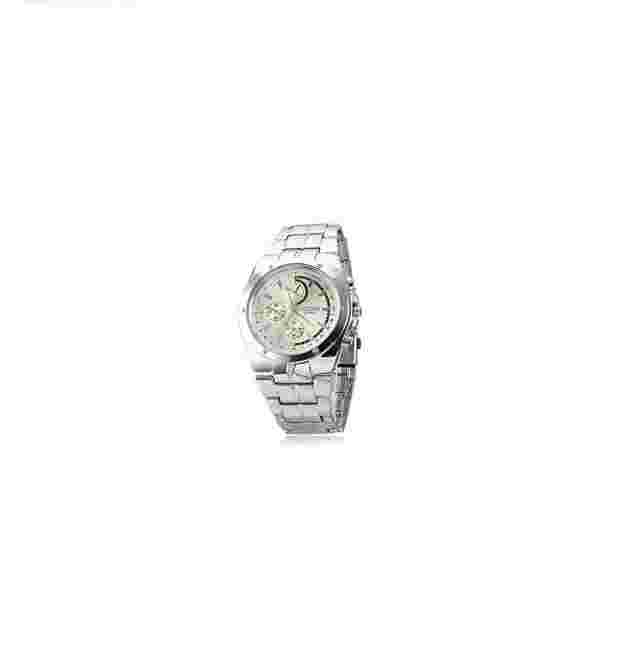 Unisex  Round Dial Steel Band Quart-Movement Analog Wrist Watch