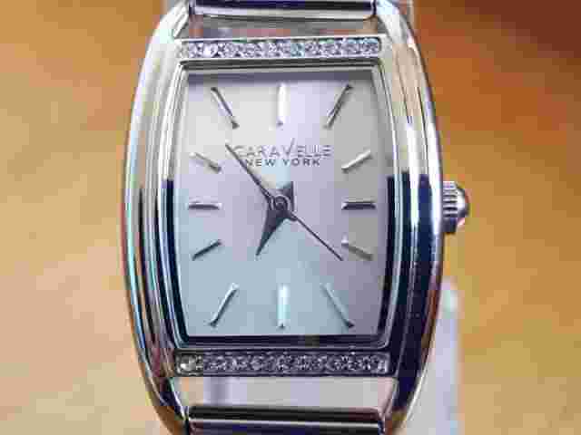 Ladies Silver Chain Bracelet Bulova Caravelle 43L169 Embellished Dress Watch