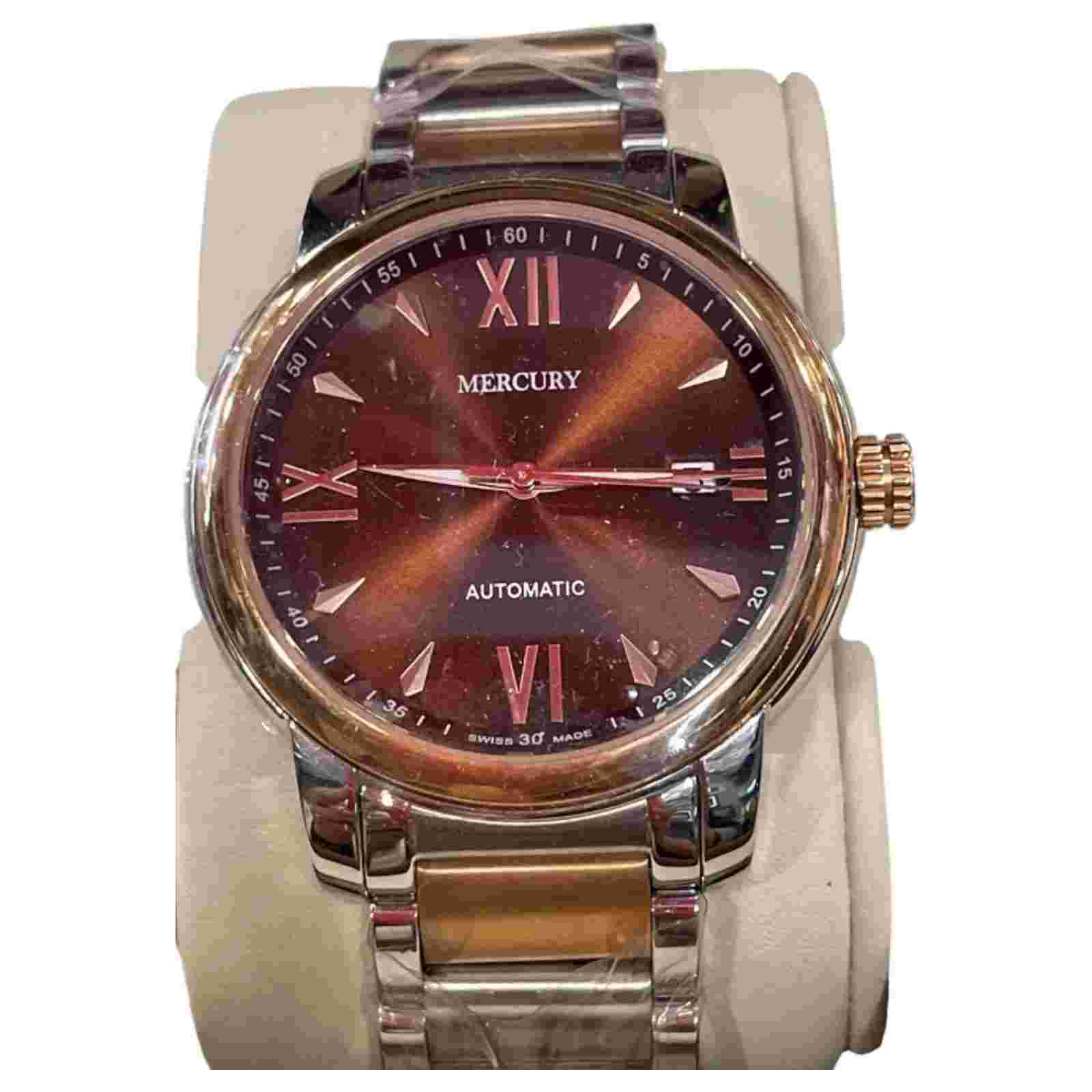 Relógio Mercury MEA410-SR-4 Automático Swiss - Castanho Escovado, 42 mm