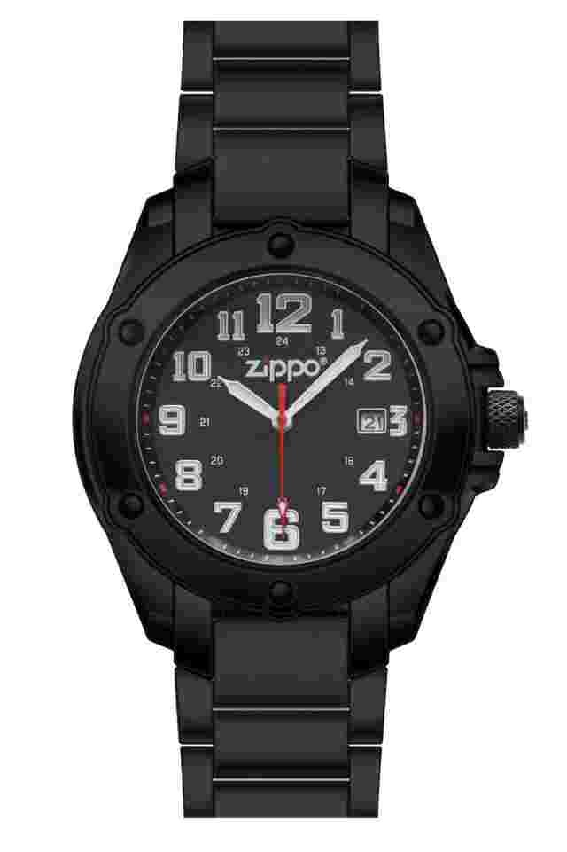 Zippo Black Face PVD Stainless Band Dress Watch 45014 *NEW*