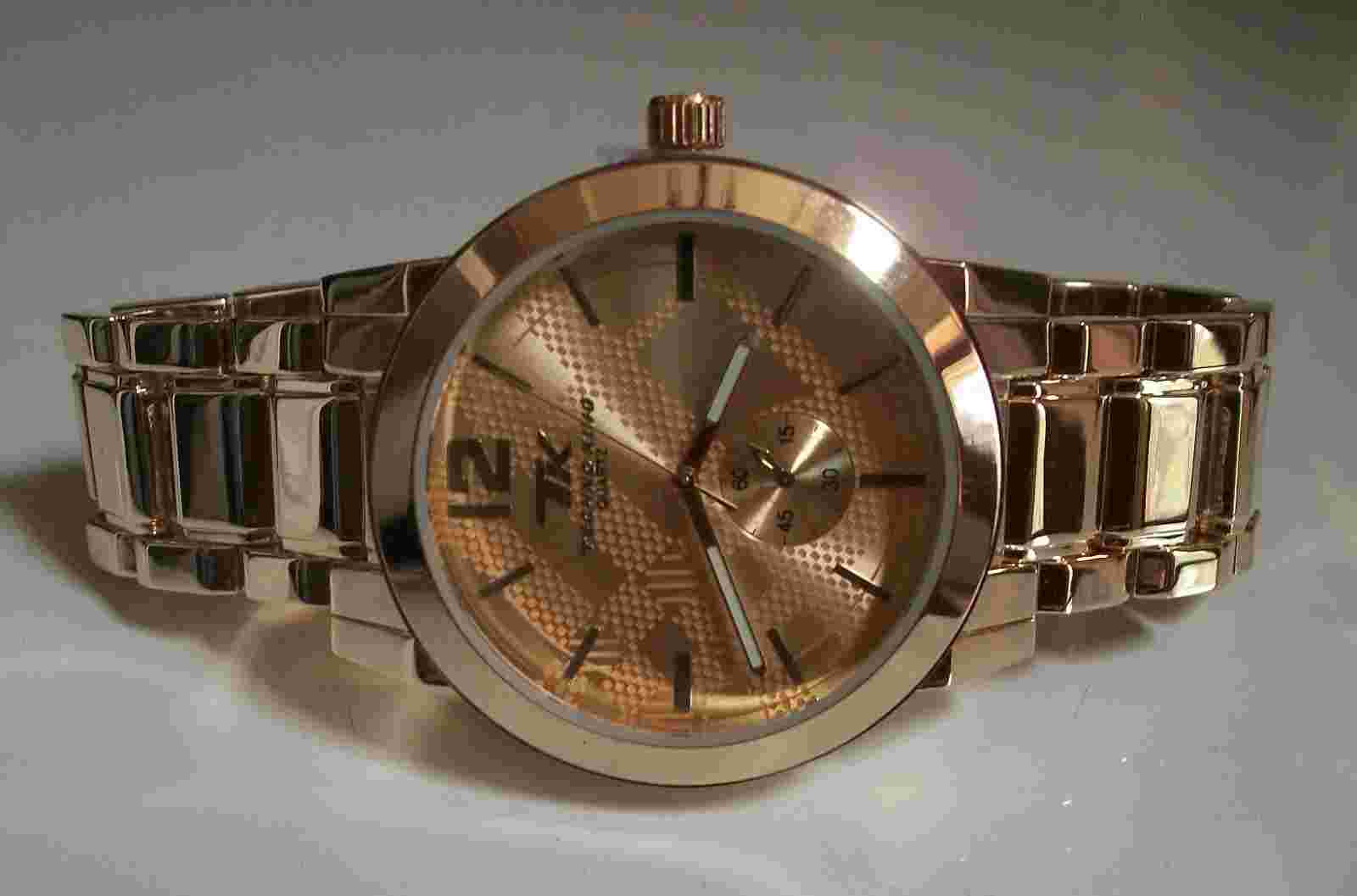 Men's gold finish TECHNO KING fashion dressy casual hip hop watch