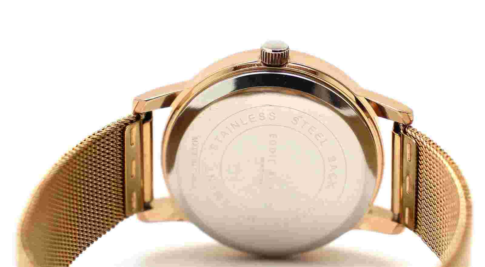 Eddie Borgo Rose Gold Watch 30mm White Face Mesh Bracelet Band NEED Battery