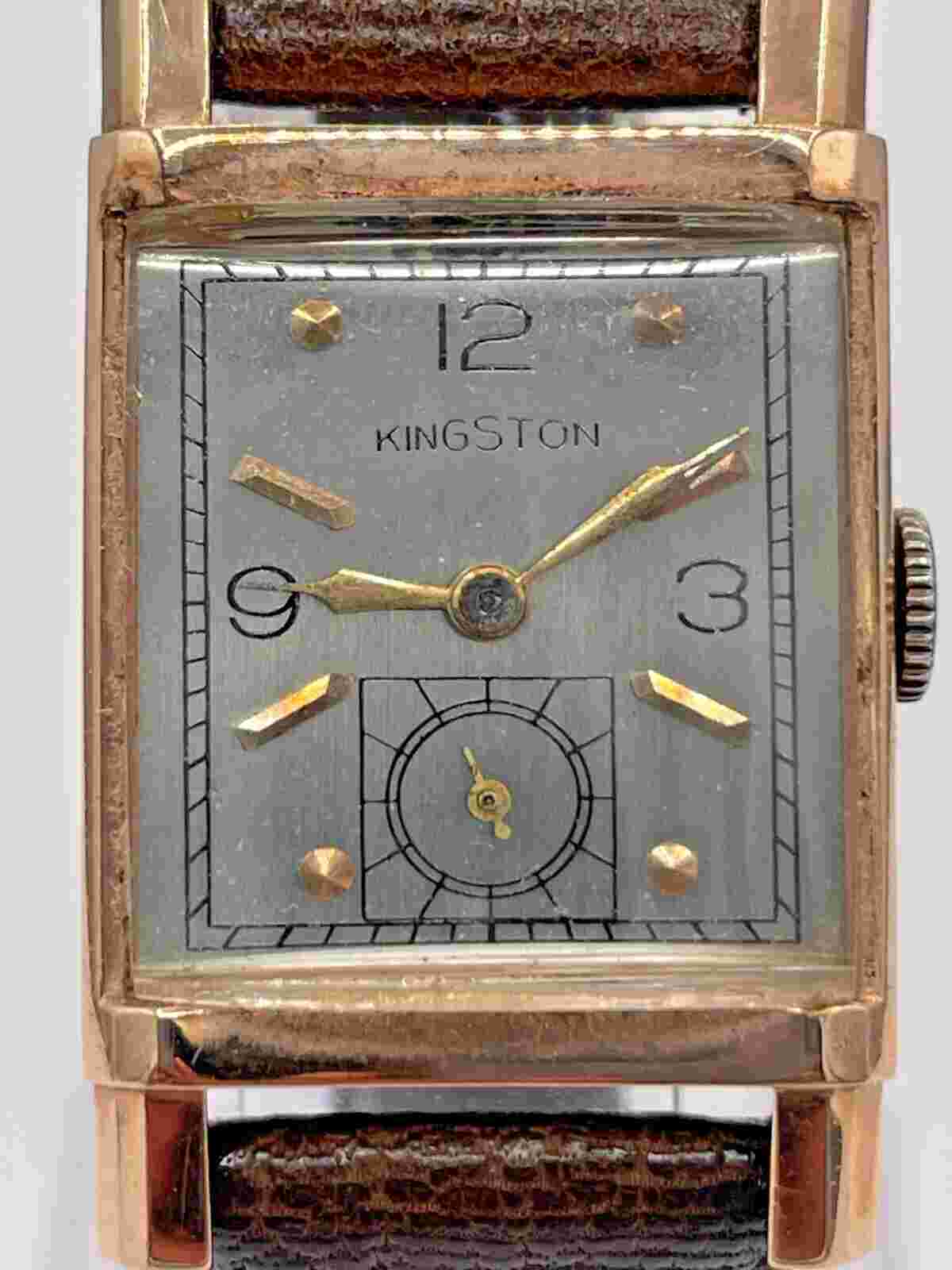 Vintage Classic Kingston 14k Rose Gold Tank Swiss watch (Manual Wind) 22mm
