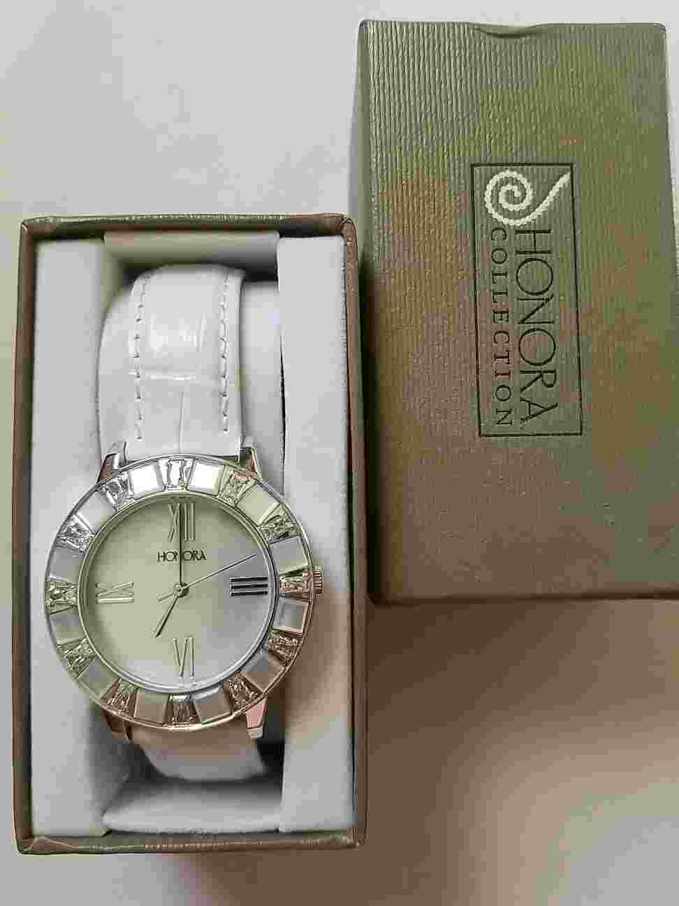 Honora White Mother of Pearl & Crystal  Watch, Average Wrist