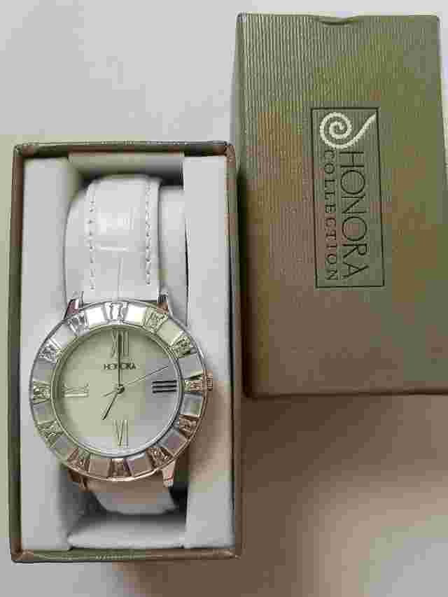 Honora White Mother of Pearl & Crystal  Watch, Average Wrist