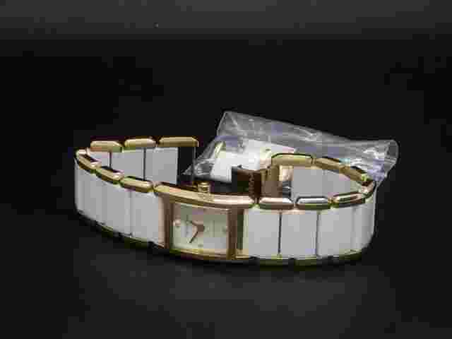 Pandora Facets 812022WH Gold Plated Ladies Swiss Watch Ceramic Band With Diamond