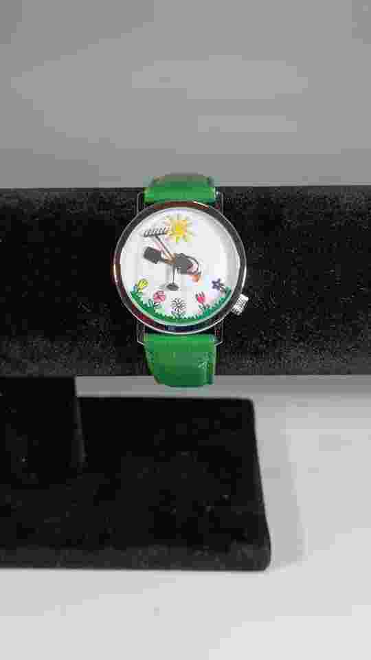 RARE Story Box Akteo Gardner Watch Green Leather New Battery