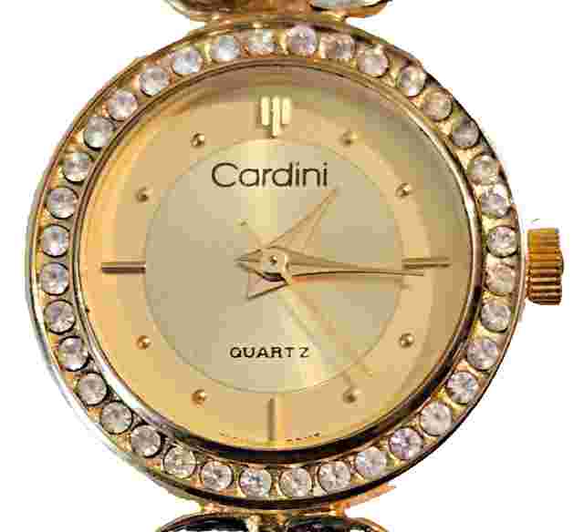 Vintage  CARDINI  Rhinestone Studded  Women's Watch  Gold Plated  Jeweled Bezel